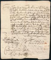 1713.júl. 2. Fancsika Kárpátalja (ma [Fancsikove], Ukrajna), Az Almáson (ma Fertőalmás, (Fertesolmas / Fertesolmas, Ukrajna) lakó Török István nyolc forintos kölcsönt kért az Ugocsa vármegyei alispántól, Rácy Györgytől. Török István aláírásával és pecsétjével.