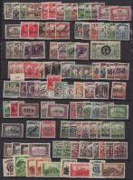 Megszállási és helyi kiadások 1919-1921 120 db bélyeg közte elcsúszott felülnyomatok, lemezhibák, elfogazások, mind Bodor vizsgálójellel A/4 berakólapon (49.850)