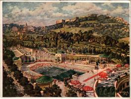 Budapest XI. Szent Gellért gyógyfürdő hullámfürdője, Gellérthegy keleti oldala. Hornyánszky Viktor rt. kiadása s: Raoul Kopeczky (kis szakadás / small tear)