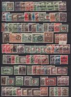 Megszállási és helyi kiadások 1919-1921 128 db bélyeg közte elcsúszott felülnyomatok, lemezhibák, elfogazások, mind Bodor vizsgálójellel A/4 berakólapon (102.230)
