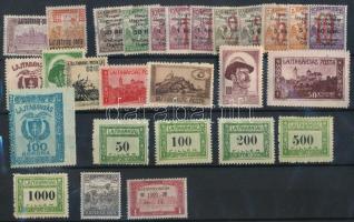 Megszállási és helyi kiadások 1919-1921 123 db bélyeg közte elcsúszott felülnyomatok, lemezhibák, el...