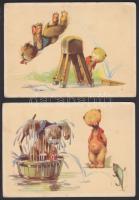 Mackók, 3 db humoros háború előtti motívumlap
