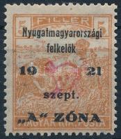 Nyugat-Magyarország (II.) 1921 Arató 5f (MBK 11) Bodor vizsgálójellel (** 32.000)