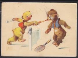 Mackók, 3 db humoros háború előtti motívumlap