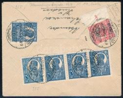 Kolozsvár 1920 Ajánlott levél Bécsbe, kolozsvári és román bélyegekkel bérmentesítve "BÁNNFFYHUNYAD" Bodor vizsgálójellel