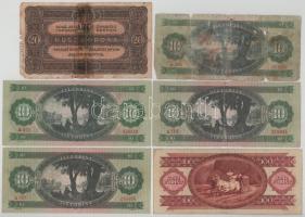 Vegyes 6db-os bankjegytétel, benne: 1920-1984. 20K + 10Ft + 100Ft T:F-VG,G