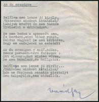 Vaád Ferenc (1908-1984) író, költő, újságíró: Az én országom c. versének autográf aláírással és javí...