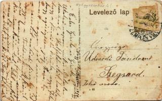 1916 Nagymihály, Michalovce; Kossuth Lajos utca, gyógyszertár, üzletek. Strompl Jenő és István kiadá...