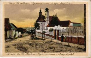 1933 Lőcse, Levoca; Állami gimnázium és régi templom. Filip Braun kiadása / grammar school, church (EB)