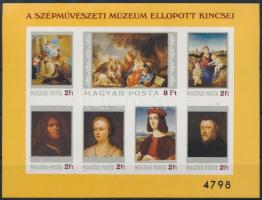 1984 Festmény XXII. - A Szépművészeti Múzeum ellopott kincsei vágott blokk (7.000)
