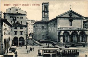 Livorno, Piazza V. Emanuele e Cattedrale / square, cathedral, tram (fl)
