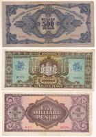 1945. 500P magyar "N" betű orosz "P" helyett + 100.000P + 1.000.000.000P T:F köz...