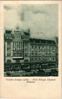 1933 Budapest V. Erzsébet királyné szálloda és kávéház reklámja, Szabó Imre tulajdonos. Egyetem utca 5-7. (szakadás / tear)