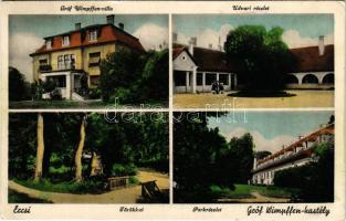 Ercsi, Gróf Wimpffen kastély, udvari részlet, törökkút, park, Gróf Wimpffen villa. Köln Károly kiadása (EK)