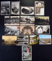 Külföldi városok, tájak: 750 db régi képeslap, változatos anyag cipős dobozban