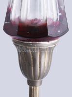 Val St. Lambert pácolt kristály váza, nagyméretű ezüstözött talpon, címkével jelzett, kis kopással, ...