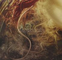 Edit jelzéssel: Női szürrealista portré. Olaj, farost. Dekoratív, sérült fakeretben, 40×30 cm