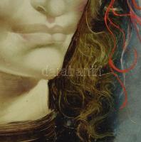 Jelzés nélkül: Női szürrealista portré. Olaj, farost. Dekoratív, kissé sérült fakeretben, 43×40 cm