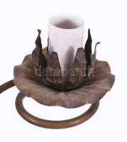 Szecessziós kétágú réz lámpa, 27x22 cm