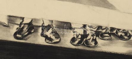 Olvashatatlan jelzéssel: Jelenet. Szén, papír. Fakeretben, 37×45 cm