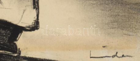 Olvashatatlan jelzéssel: Jelenet. Szén, papír. Fakeretben, 37×45 cm