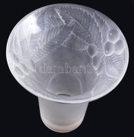 Jelzett savmaratott gyümölcsmintás váza, hibátlan, m: 16 cm