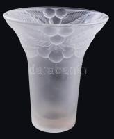 Jelzett savmaratott gyümölcsmintás váza, hibátlan, m: 16 cm