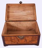 Nagyméretű kínai faragott ébenfa ékszere doboz, 30x20x16 cm