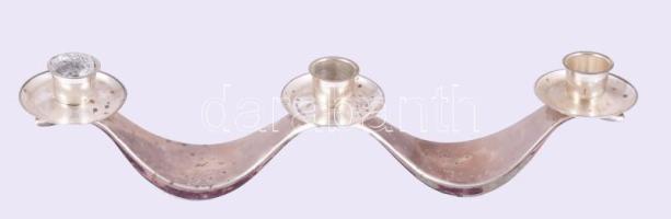 WMF Ikora háromágú ezüstözött gyertyatartó, jelzett, kopással, 36x8 cm