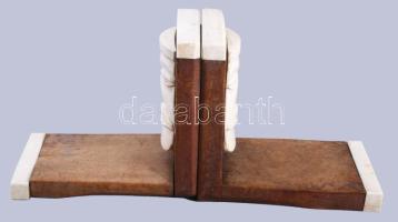 Art deco könyvtámasz pár, elefántcsont rárakásokkal, 15x14 cm