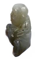 Faragott jáde Buddha figura, m: 4 cm