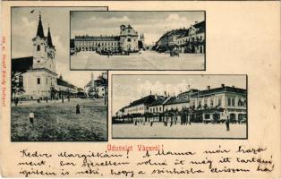 1901 Vác, Fő tér a templommal, Tragor Ignác és Fia üzlete. Kiadja Divald Károly 164. sz. (EK)
