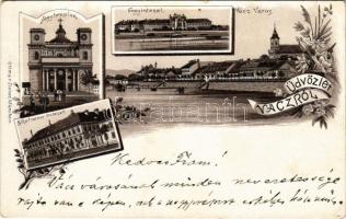 1898 Vác, Nagytemplom, fegyintézet, siketnéma intézet. Ottmar Zieher Art Nouveau, floral, litho (EK)