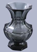 Moser jelzéssel füstszínű váza, lepattanással, m: 15,5 cm