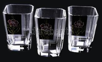 3 darab art deco fazettált pohár, m: 6,5 cm