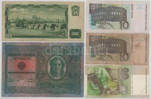 Vegyes, 9db-os bankjegytétel, benne: Lengyelország, Csehszlovákia, Szlovákia, Horvátország, Ausztria...