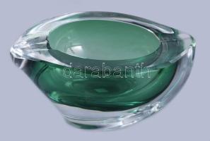 Murano zöldesen színezett asztaldísz, h: 14,5 cm, m: 6,5 cm