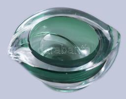Murano zöldesen színezett asztaldísz, h: 14,5 cm, m: 6,5 cm