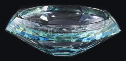 Antik Moser stílusú szögbe csiszolt kínáló, lepattanással, d: 16 cm