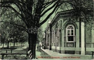 Apatin, Korzó és Weindl-ház, Kossuth Lajos utca. Gasz M. kiadása / Corso mit Weindl-Haus / street view, Weindl House (fl)