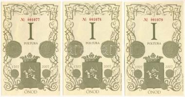 2007. Ónod I Poltura (3db) sorszámkövetők "001077 - 001079" T:UNC,AU