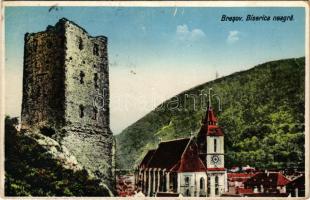 1929 Brassó, Kronstadt, Brasov; Fekete templom és Fehér torony / Biserica neagra / church and tower (EK)