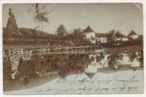 1902 Nyitraszeg, Csalmova, Chalmová (Besztercsény, Bystricany); Majthényi kastély, Erzsébet királyné (Sissi) szobor / castle, statue of Empress Elisabeth of Austria (Sisi). photo (EB)