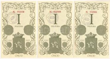 2007. Ónod I Poltura (3db) sorszámkövetők "002559 - 002561" mindegyik "Lorántffy Zsuzsanna Általános Iskola" felülbélyegzéssel T:AU,XF