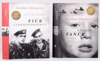 Szvetlana Alekszijevics 2 műve: Fiúk cinkkoporsóban. Ford.: Enyedy György, M. Nagy Miklós.; Utolsó tanúk. Gyermekként a második világháborúban. Ford.: M. Nagy Miklós.; Elhordott múltjaink. Ford.: Iván Ildikó. Bp., 2017., Európa. Kiadói kartonált papírkötések, kiadói papír védőborítókban.
