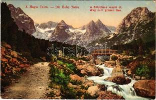 1912 Tátra, Magas-Tátra, Vysoké Tatry; A Zöld-tóhoz vezető út / Weg zum grünen See / road to the lake (EK)