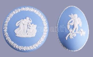 Wedgwood 2 darab jasperware ékszeres doboz, jelzett, hibátlan, h: 7 cm alatt