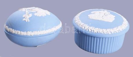 Wedgwood 2 darab jasperware ékszeres doboz, jelzett, hibátlan, h: 7 cm alatt