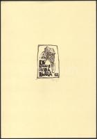 König (Kőnig) Róbert (1951-2014): Ex libris dr. Vidra Klára. Linómetszet, papír, jelzett, 7,5x5 cm