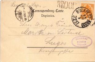 1898 Zenica, Kolodvor / Bahnhof / railway station with locomotive + "BUDAPEST - BROOD 32. SZ.&q...